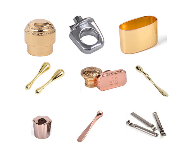 高端定制化妆品五金配件 锌合金压铸香水瓶盖 / 膏霜瓶勺 /美妆包装金属件